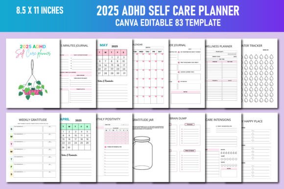 2025 ADHD Self Care Planner Canva KDP: A Strategic Tool for Mindful Planning and Productivity
