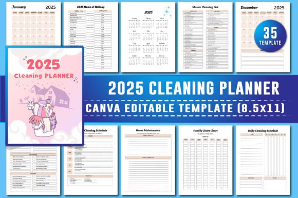 2025 Cleaning Planner Canva KDP Interior