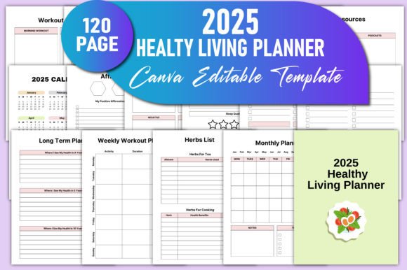 2025 Healthy Living Planner Canva KDP