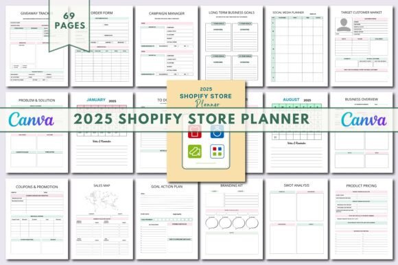 2025 Shopify Store Planner Canva KDP