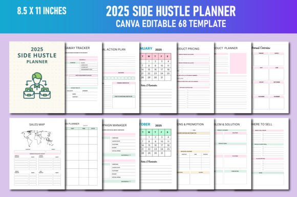 2025 Side Hustle Planner Canva KDP