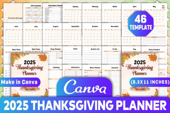 2025 Thanksgiving Planner Canva Kdp