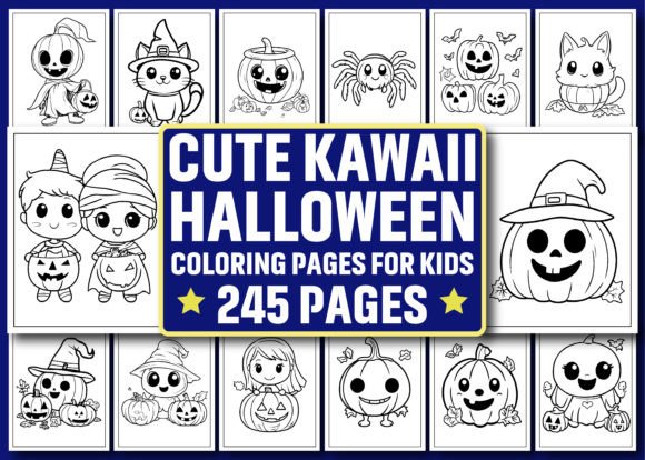 245 Cute Kawaii Halloween Coloring Pages