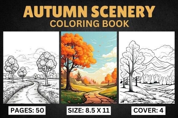 Autumn Scenery Adult Coloring Pages