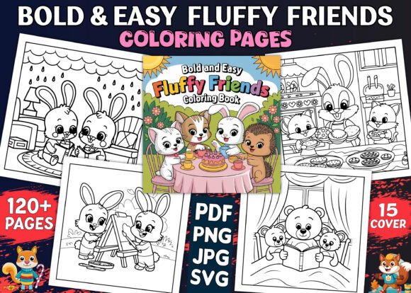 Bold Easy Fluffy Friends Coloring Pages