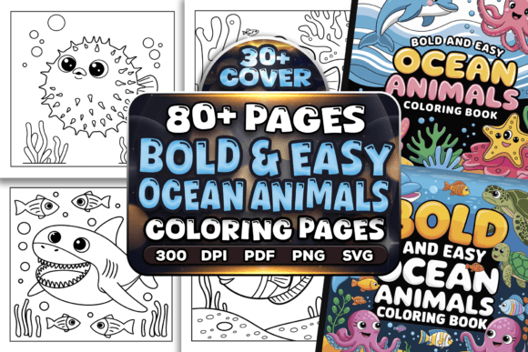 Bold Easy Ocean Animals Coloring Book