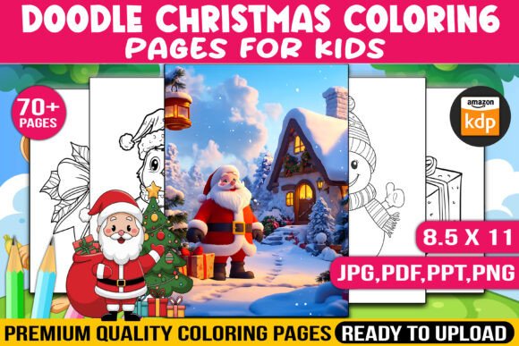 Doodle Christmas Coloring Pages for Kids