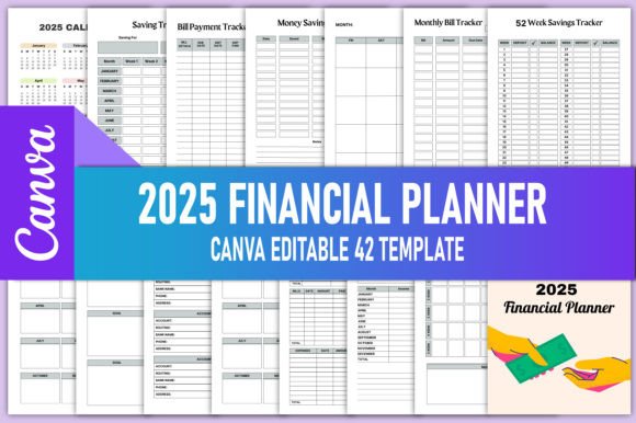 Editable 2025 Financial Planner Canva KDP