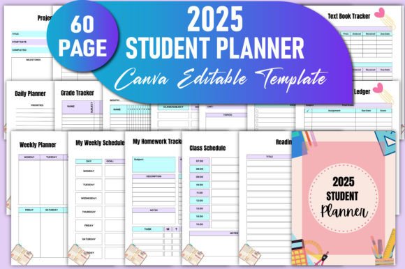 Editable 2025 Student Planner Canva KDP
