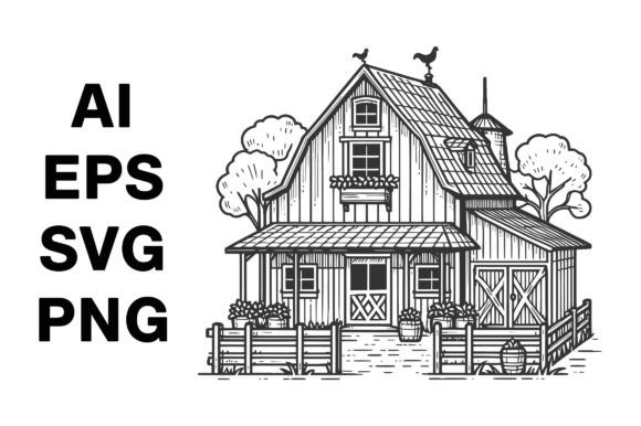 Farmhouse Coloring Page Doodle Line Art: A Versatile Creative Resource