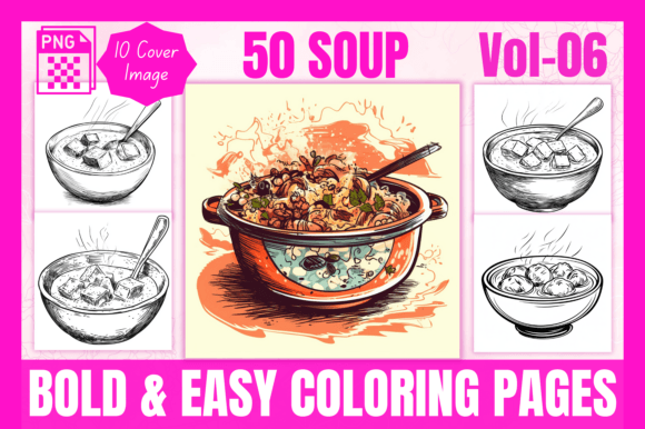 Soup - Bold Easy Coloring Pages V-06: A Creative Resource for All Ages