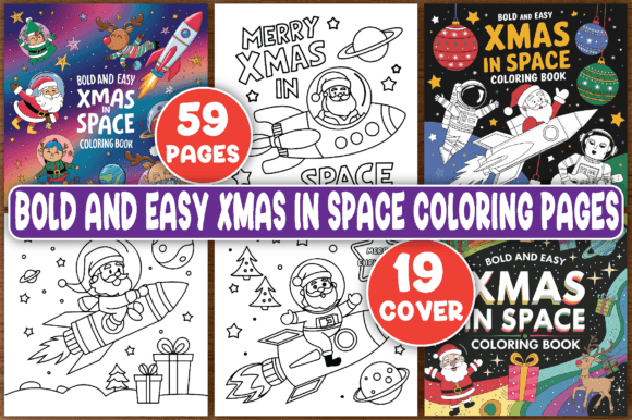 Xmas in Space Coloring Pages